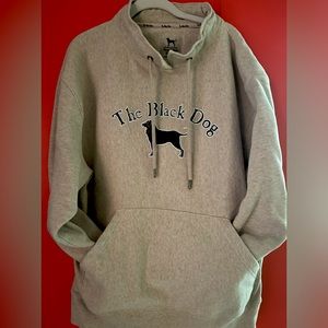 heavyweight sweatshirt Custom appliqué on center chest, "Black Dog, ESTD. 1971"